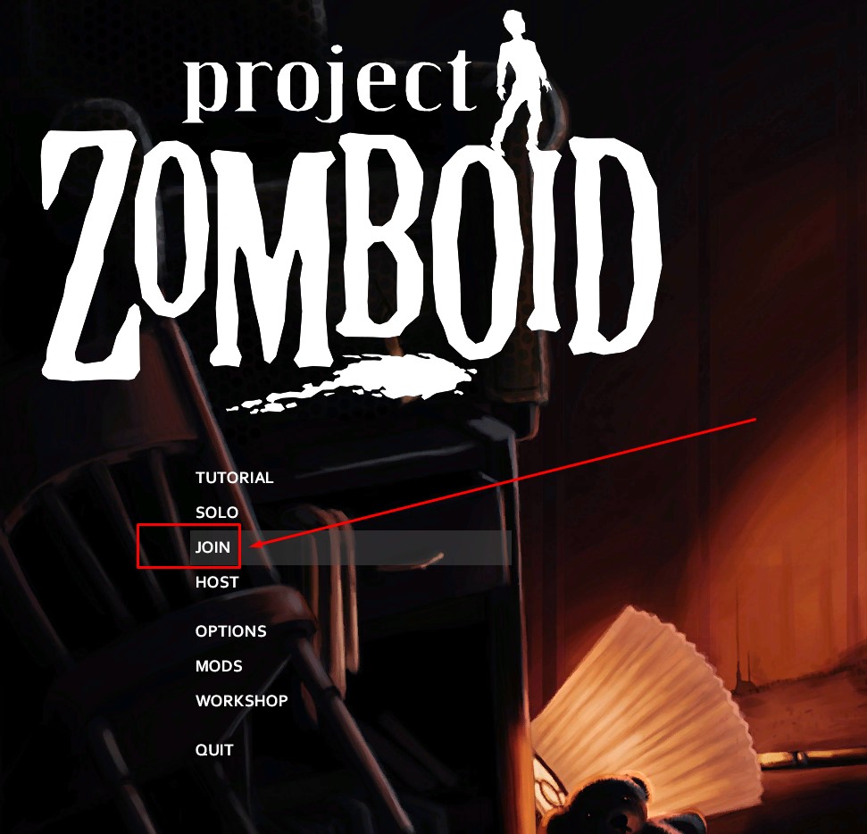 Нажать на кнопку Join Project Zomboid